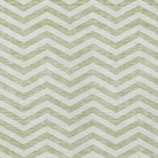 Homeroots 3' Artichoke Green And Ivory Chevron Washable Indoor Outdoor Area Rug For Stylish Spaces 8' X 10' Polyester 595292