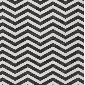 Homeroots 3' Artichoke Green And Ivory Chevron Washable Indoor Outdoor Area Rug For Stylish Spaces 5' X 8' Polyester 595296