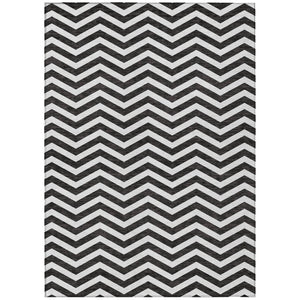 HomeRoots 5' Bold Black and Ivory Chevron Indoor/Outdoor Area Rug – Stylish, Durable, and Washable Design 10' X 14' 595300