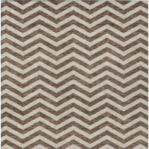 Homeroots 3' Artichoke Green And Ivory Chevron Washable Indoor Outdoor Area Rug For Stylish Spaces 5' X 8' Polyester 595302