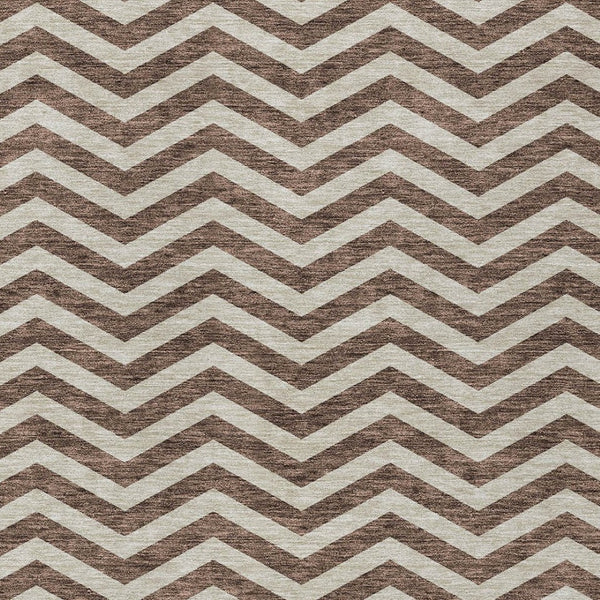 Homeroots 3' Artichoke Green And Ivory Chevron Washable Indoor Outdoor Area Rug For Stylish Spaces 5' X 8' Polyester 595302