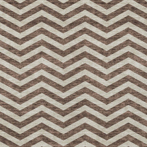 Homeroots 3' Artichoke Green And Ivory Chevron Washable Indoor Outdoor Area Rug For Stylish Spaces 8' X 10' Polyester 595304