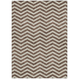 Homeroots 3' Artichoke Green And Ivory Chevron Washable Indoor Outdoor Area Rug For Stylish Spaces 9' X 12' Polyester 595305