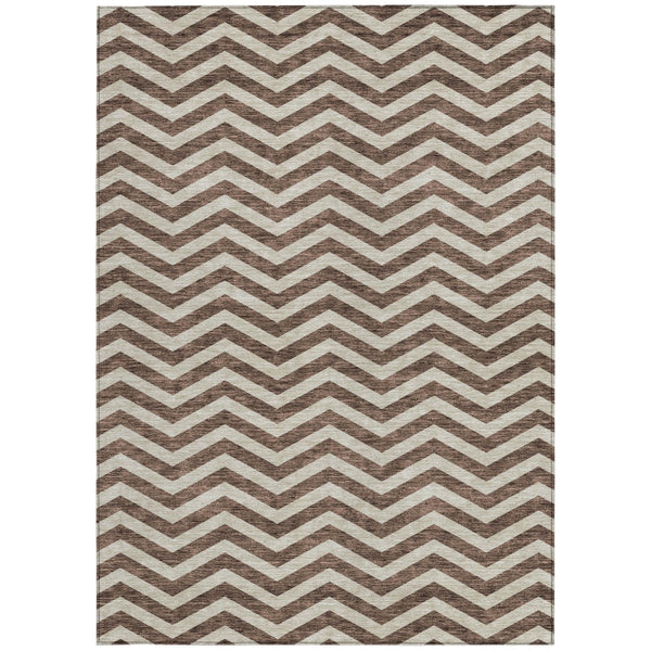 Homeroots 3' Artichoke Green And Ivory Chevron Washable Indoor Outdoor Area Rug For Stylish Spaces 9' X 12' Polyester 595305