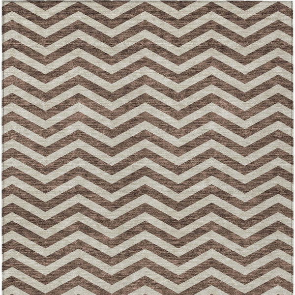 Homeroots 3' Artichoke Green And Ivory Chevron Washable Indoor Outdoor Area Rug For Stylish Spaces 10' X 14' Polyester 595306