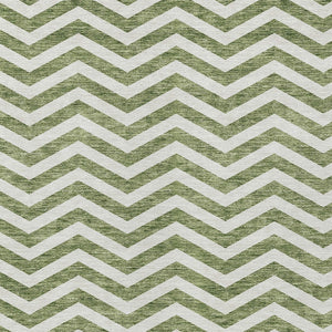 Homeroots 3' Artichoke Green And Ivory Chevron Washable Indoor Outdoor Area Rug For Stylish Spaces 5' X 8' Polyester 595308