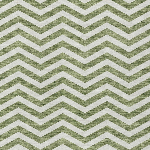 Homeroots 3' Artichoke Green And Ivory Chevron Washable Indoor Outdoor Area Rug For Stylish Spaces 8' X 10' Polyester 595310