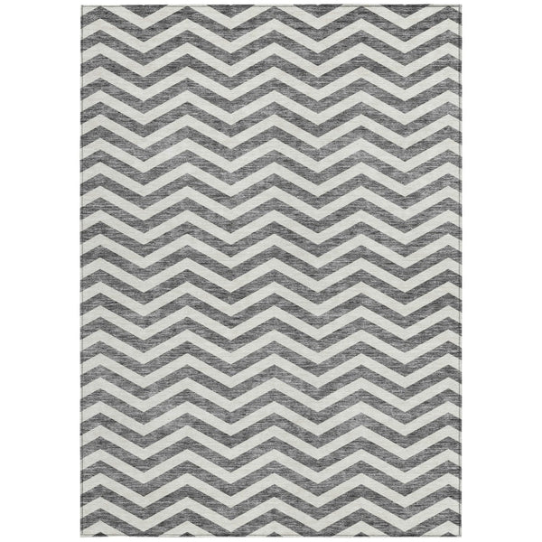 Homeroots 3' Artichoke Green And Ivory Chevron Washable Indoor Outdoor Area Rug For Stylish Spaces 3' X 5' Polyester 595313