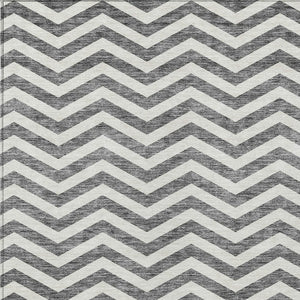 Homeroots 3' Artichoke Green And Ivory Chevron Washable Indoor Outdoor Area Rug For Stylish Spaces 5' X 8' Polyester 595314