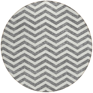 Homeroots 3' Artichoke Green And Ivory Chevron Washable Indoor Outdoor Area Rug For Stylish Spaces 8' Round Polyester 595315