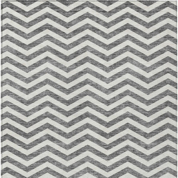 Homeroots 3' Artichoke Green And Ivory Chevron Washable Indoor Outdoor Area Rug For Stylish Spaces 10' X 14' Polyester 595318