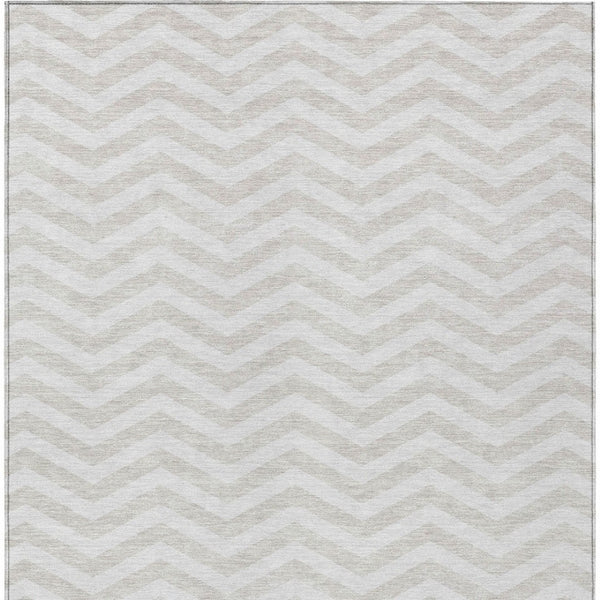 Homeroots 3' Artichoke Green And Ivory Chevron Washable Indoor Outdoor Area Rug For Stylish Spaces 3' X 5' Polyester 595319