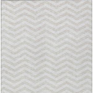 Homeroots 3' Artichoke Green And Ivory Chevron Washable Indoor Outdoor Area Rug For Stylish Spaces 5' X 8' Polyester 595320