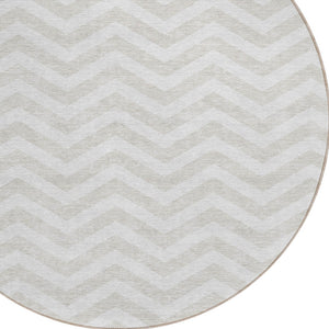 Homeroots 3' Artichoke Green And Ivory Chevron Washable Indoor Outdoor Area Rug For Stylish Spaces 8' Round Polyester 595321