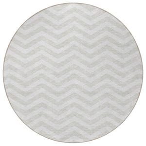 Homeroots 3' Artichoke Green And Ivory Chevron Washable Indoor Outdoor Area Rug For Stylish Spaces 8' Round Polyester 595321