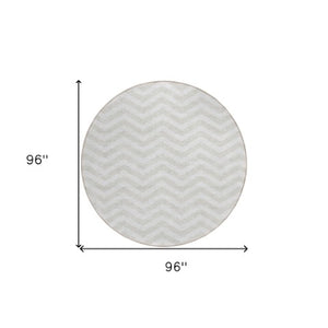 Homeroots 3' Artichoke Green And Ivory Chevron Washable Indoor Outdoor Area Rug For Stylish Spaces 8' Round Polyester 595321