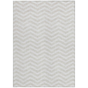 Homeroots 3' Artichoke Green And Ivory Chevron Washable Indoor Outdoor Area Rug For Stylish Spaces 9' X 12' Polyester 595323