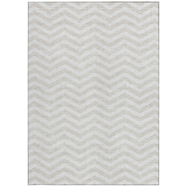 Homeroots 3' Artichoke Green And Ivory Chevron Washable Indoor Outdoor Area Rug For Stylish Spaces 9' X 12' Polyester 595323