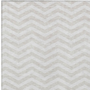 Homeroots 3' Artichoke Green And Ivory Chevron Washable Indoor Outdoor Area Rug For Stylish Spaces 9' X 12' Polyester 595323