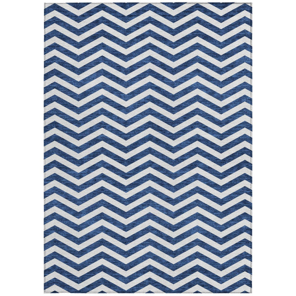 Homeroots 3' Artichoke Green And Ivory Chevron Washable Indoor Outdoor Area Rug For Stylish Spaces 3' X 5' Polyester 595325