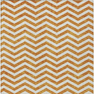 Homeroots 3' Artichoke Green And Ivory Chevron Washable Indoor Outdoor Area Rug For Stylish Spaces 5' X 8' Polyester 595332