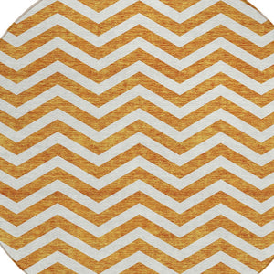 Homeroots 3' Artichoke Green And Ivory Chevron Washable Indoor Outdoor Area Rug For Stylish Spaces 8' Round Polyester 595333