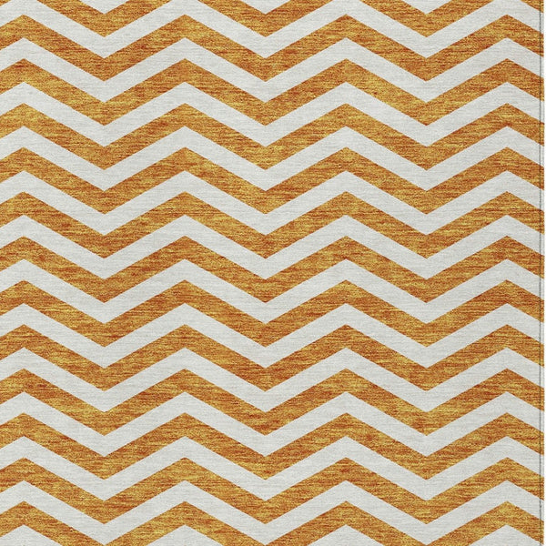 Homeroots 3' Artichoke Green And Ivory Chevron Washable Indoor Outdoor Area Rug For Stylish Spaces 8' X 10' Polyester 595334