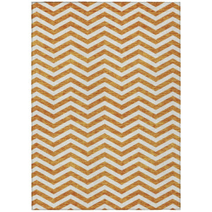 HomeRoots 5' Orange and Beige Chevron Indoor Outdoor Area Rug - Durable, Washable, Stylish for Any Space 10' X 14' 595336