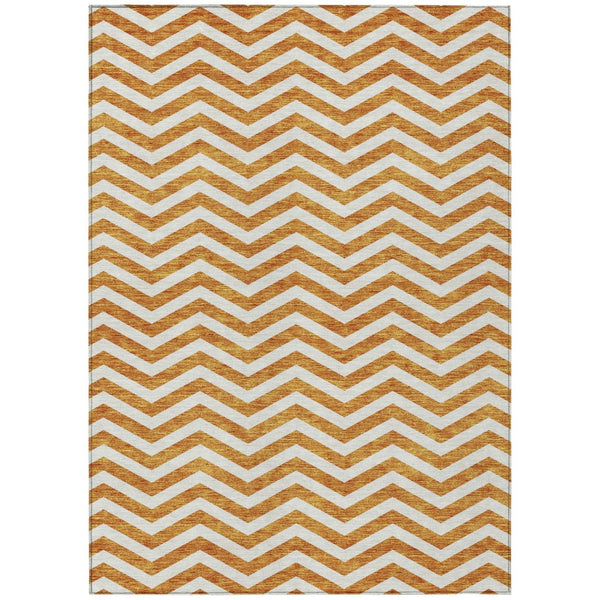 HomeRoots 5' Orange and Beige Chevron Indoor Outdoor Area Rug - Durable, Washable, Stylish for Any Space 10' X 14' 595336