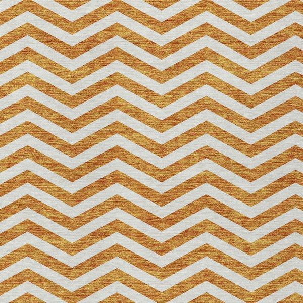 Homeroots 3' Artichoke Green And Ivory Chevron Washable Indoor Outdoor Area Rug For Stylish Spaces 10' X 14' Polyester 595336