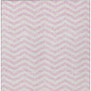 Homeroots 3' Artichoke Green And Ivory Chevron Washable Indoor Outdoor Area Rug For Stylish Spaces 5' X 8' Polyester 595338