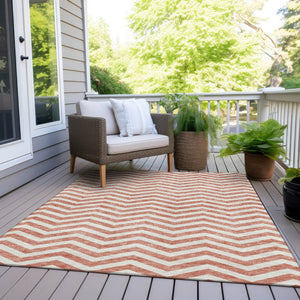 Homeroots 3' Artichoke Green And Ivory Chevron Washable Indoor Outdoor Area Rug For Stylish Spaces 3' X 5' Polyester 595349