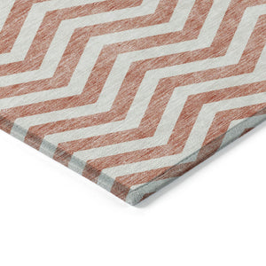 Homeroots 3' Artichoke Green And Ivory Chevron Washable Indoor Outdoor Area Rug For Stylish Spaces 5' X 8' Polyester 595350