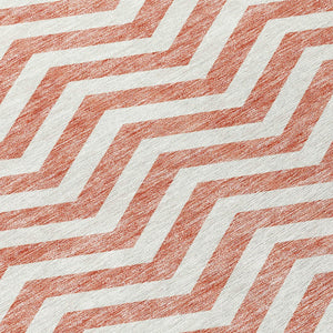 Homeroots 3' Artichoke Green And Ivory Chevron Washable Indoor Outdoor Area Rug For Stylish Spaces 5' X 8' Polyester 595350