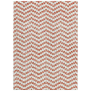 Homeroots 3' Artichoke Green And Ivory Chevron Washable Indoor Outdoor Area Rug For Stylish Spaces 8' X 10' Polyester 595352