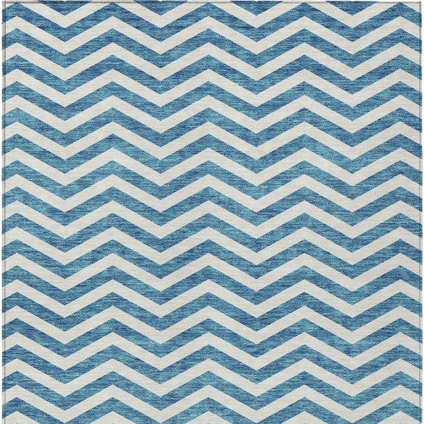 Homeroots 3' Artichoke Green And Ivory Chevron Washable Indoor Outdoor Area Rug For Stylish Spaces 3' X 5' Polyester 595355