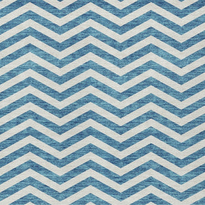 Homeroots 3' Artichoke Green And Ivory Chevron Washable Indoor Outdoor Area Rug For Stylish Spaces 3' X 5' Polyester 595355