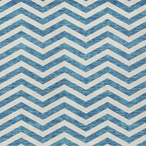 Homeroots 3' Artichoke Green And Ivory Chevron Washable Indoor Outdoor Area Rug For Stylish Spaces 3' X 5' Polyester 595355