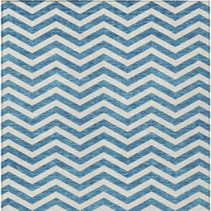 Homeroots 3' Artichoke Green And Ivory Chevron Washable Indoor Outdoor Area Rug For Stylish Spaces 5' X 8' Polyester 595356