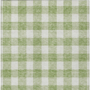Homeroots 3' Artichoke Green And Gray Plaid Washable Rug – Perfect For Indoor And Outdoor Spaces, Durable Design 3' X 5' Polyester 595361