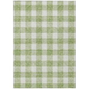 Homeroots 3' Artichoke Green And Gray Plaid Washable Rug – Perfect For Indoor And Outdoor Spaces, Durable Design 3' X 5' Polyester 595361