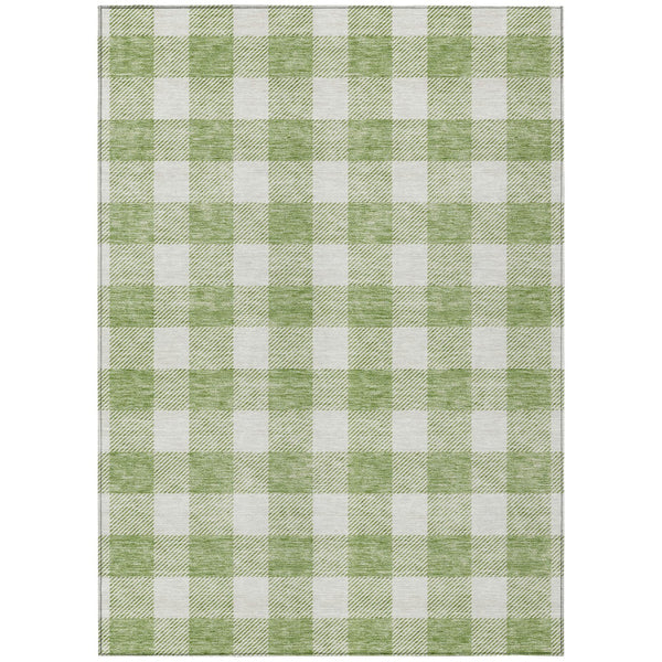 Homeroots 3' Artichoke Green And Gray Plaid Washable Rug – Perfect For Indoor And Outdoor Spaces, Durable Design 3' X 5' Polyester 595361