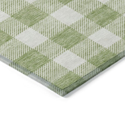 Homeroots 3' Artichoke Green And Gray Plaid Washable Rug – Perfect For Indoor And Outdoor Spaces, Durable Design 3' X 5' Polyester 595361