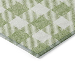 Homeroots 3' Artichoke Green And Gray Plaid Washable Rug – Perfect For Indoor And Outdoor Spaces, Durable Design 3' X 5' Polyester 595361