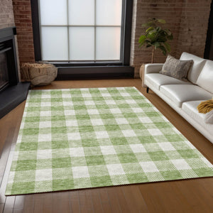 Homeroots 3' Artichoke Green And Gray Plaid Washable Rug – Perfect For Indoor And Outdoor Spaces, Durable Design 3' X 5' Polyester 595361