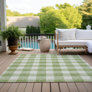 Homeroots 3' Artichoke Green And Gray Plaid Washable Rug – Perfect For Indoor And Outdoor Spaces, Durable Design 3' X 5' Polyester 595361