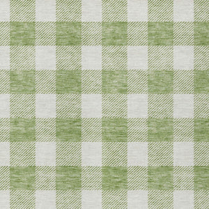 Homeroots 3' Artichoke Green And Gray Plaid Washable Rug – Perfect For Indoor And Outdoor Spaces, Durable Design 5' X 8' Polyester 595362