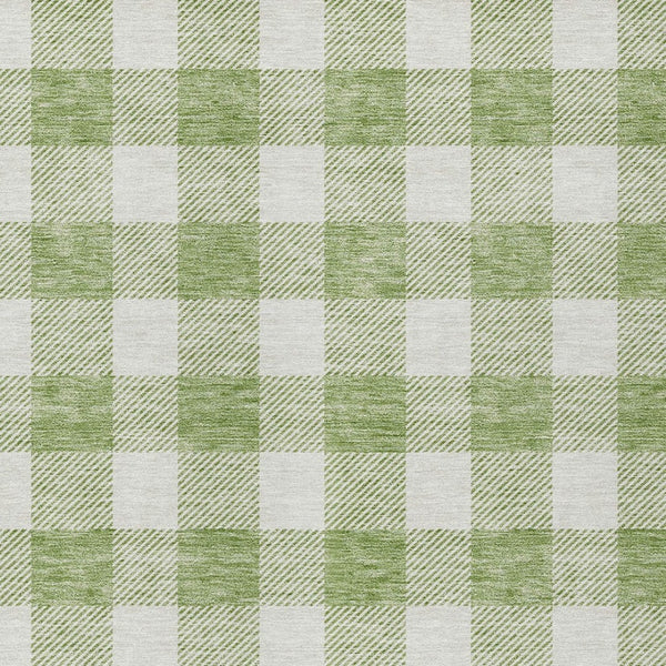 Homeroots 3' Artichoke Green And Gray Plaid Washable Rug – Perfect For Indoor And Outdoor Spaces, Durable Design 5' X 8' Polyester 595362