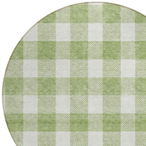 Homeroots 3' Artichoke Green And Gray Plaid Washable Rug – Perfect For Indoor And Outdoor Spaces, Durable Design 8' Round Polyester 595363