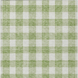 Homeroots 3' Artichoke Green And Gray Plaid Washable Rug – Perfect For Indoor And Outdoor Spaces, Durable Design 8' X 10' Polyester 595364